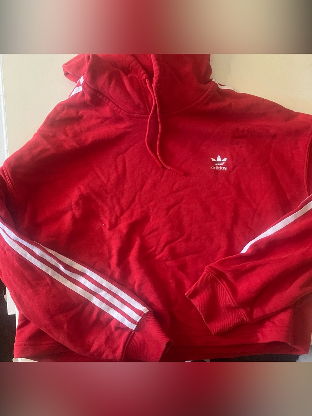 Woman red Adidas crop Hoodie size large